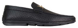 Mens Black Weave PU Leather Loafers