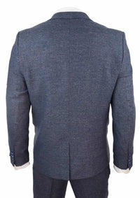 Mens Blue 3 Piece Suit with Double Breasted Waistcoat