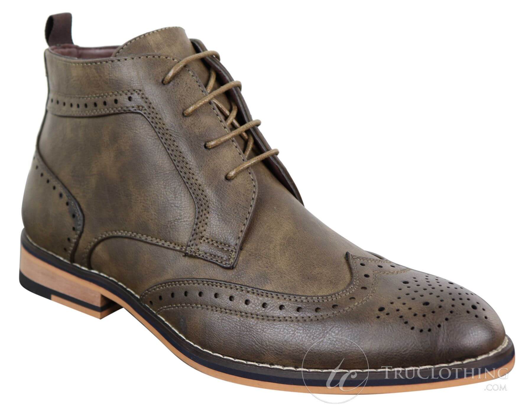 Mens Brown Laced Brogue Boots - Cavani Sava