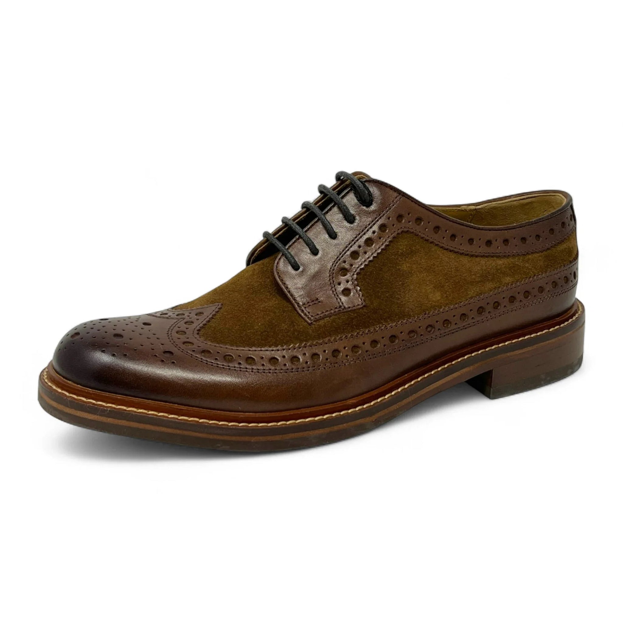 Brązowe zamszowe buty typu brogsy męskie