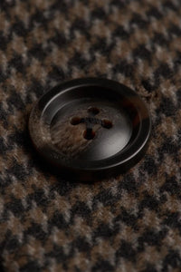 Męski brązowy płaszcz z mieszanki wełny w pepitkę z tweedu