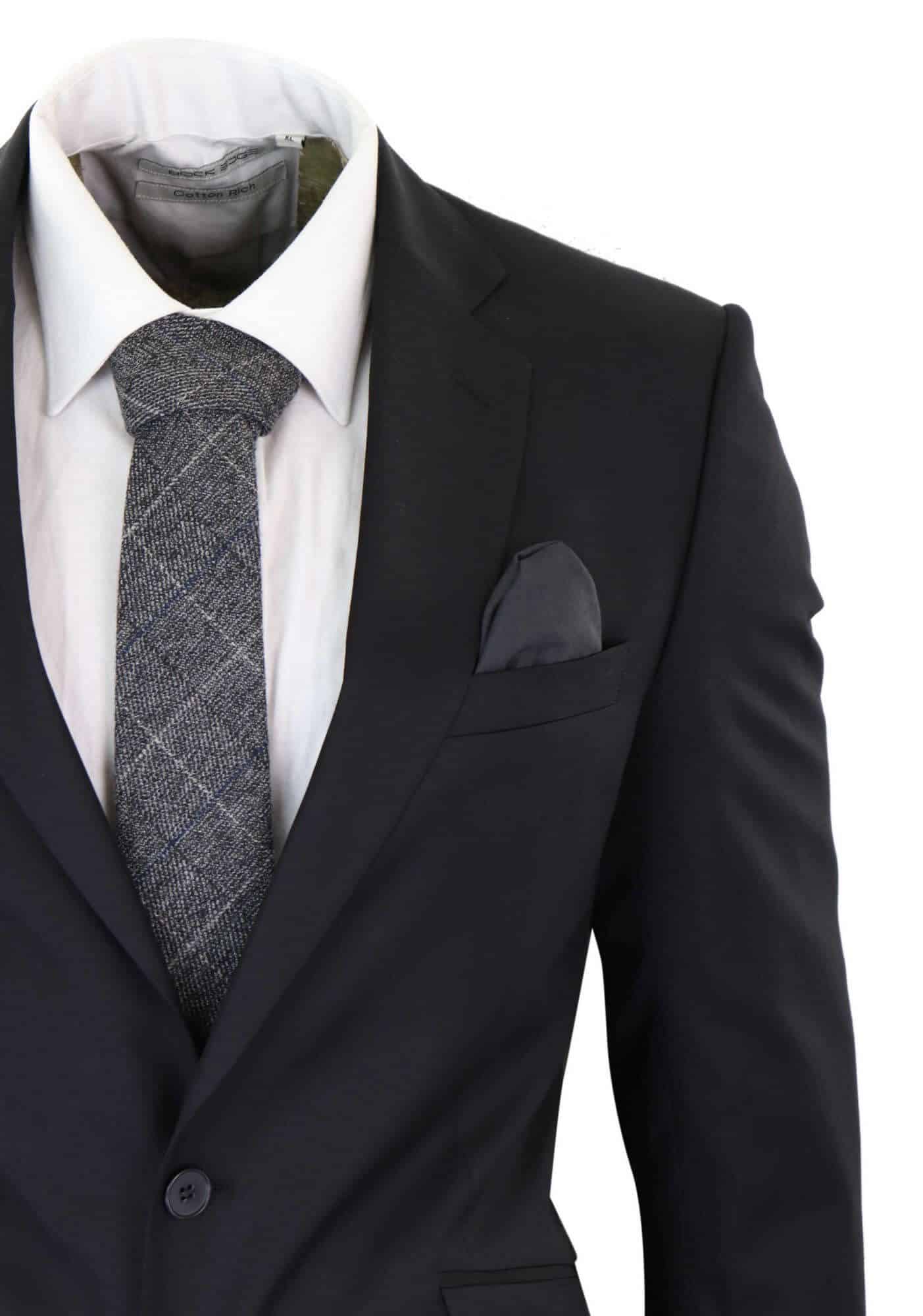 Mens Classic Plain Black Formal 2-Piece Suit