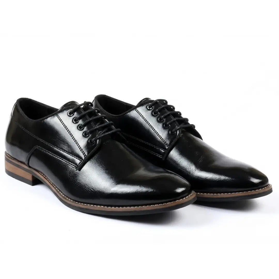 Klasyczne, męskie, sznurowane buty typu derby z płaskim noskiem