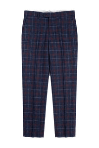 Rover - Męskie niebieskie spodnie ślubne Tweed w kratkę