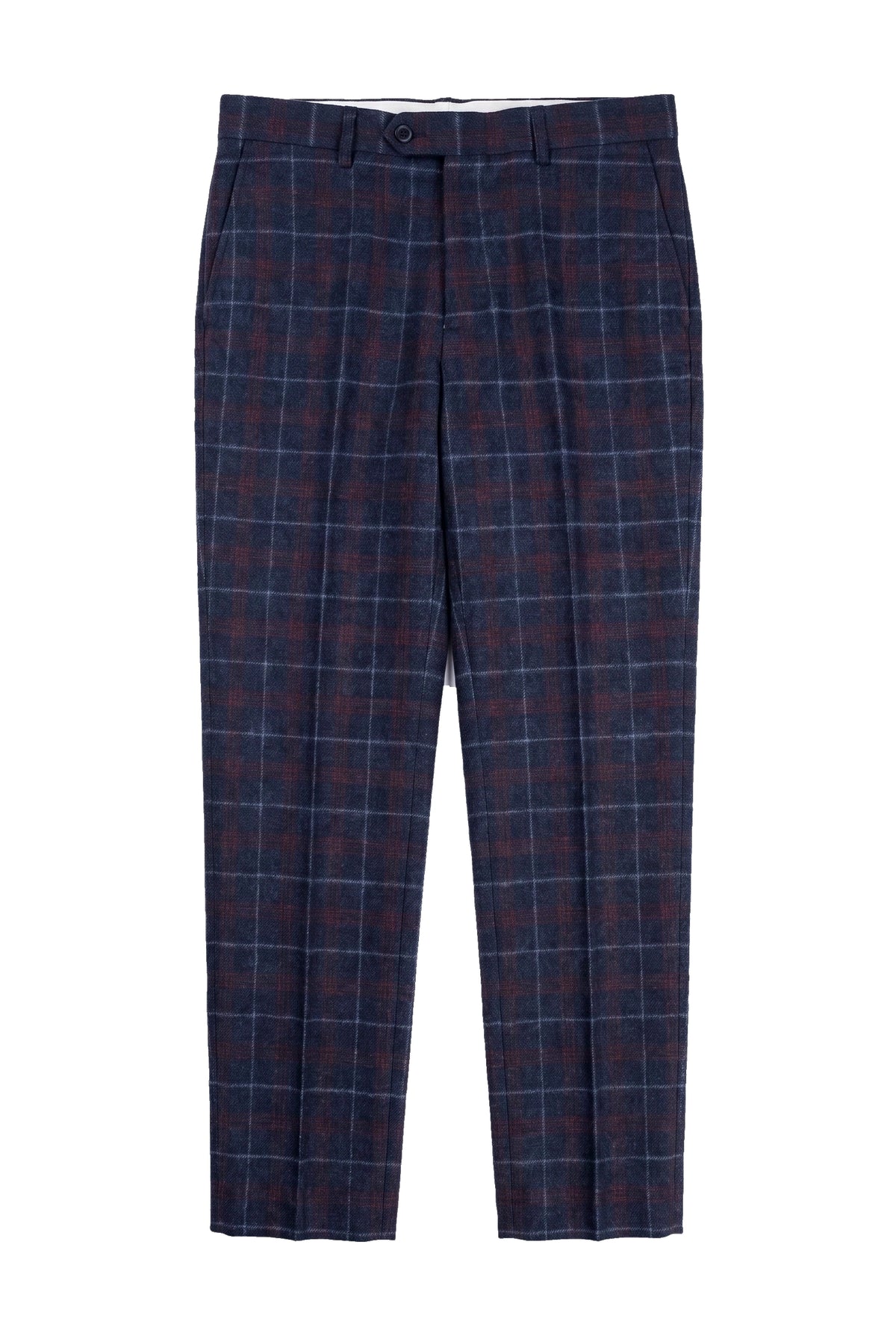 Rover - Męskie niebieskie spodnie ślubne Tweed w kratkę