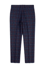 Rover - Męskie niebieskie spodnie ślubne Tweed w kratkę
