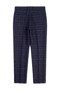 Rover - Męskie niebieskie spodnie ślubne Tweed w kratkę