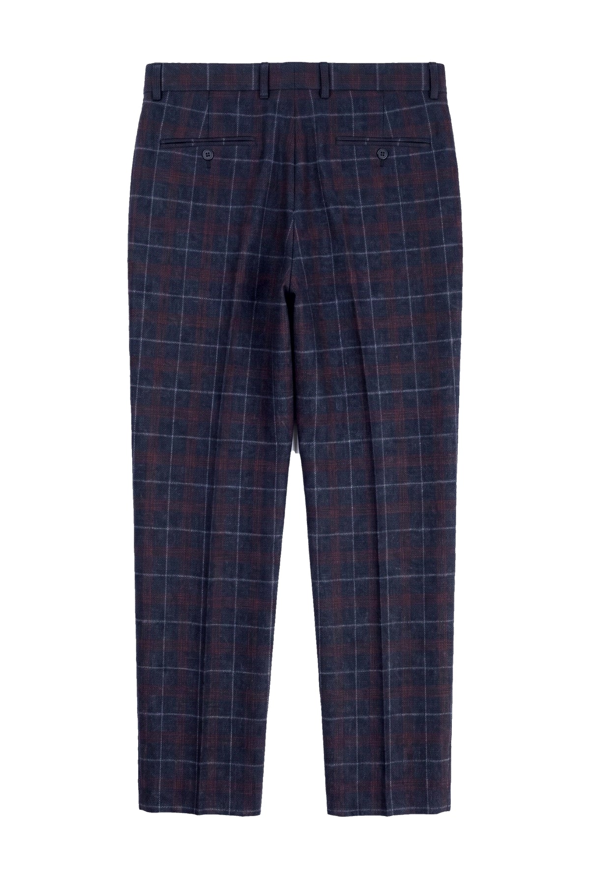 Rover - Męskie niebieskie spodnie ślubne Tweed w kratkę