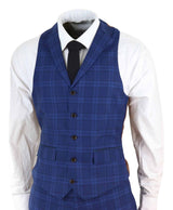 Mens Dark Blue Check Suit
