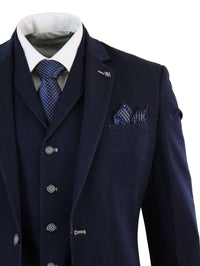 Mens Denim-Blue 3 Piece Suit