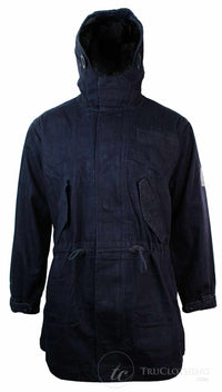 Mens Denim Overcoat Hooded Jeans Jacket Fleece Lined 3/4 Trench Duffle