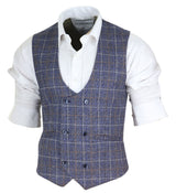 Mens Double Breasted Waistcoat with Chain - Cavani Bonita - Blue