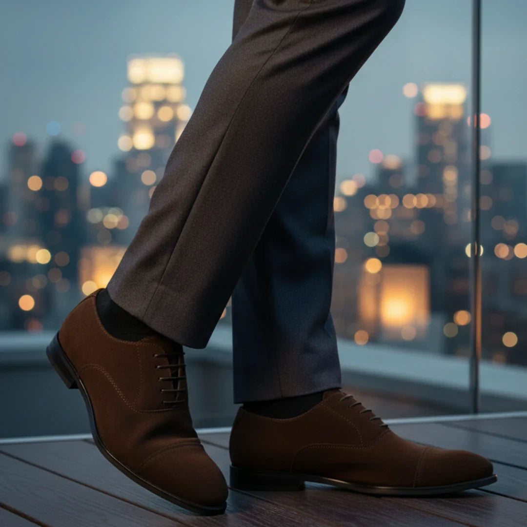 Męskie buty typu oksford ze sztucznego zamszu, sznurowane