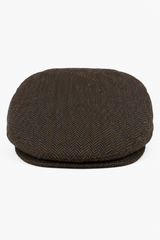 Męska czapka z daszkiem z wełny w jodełkę, brązowy tweed, klasyczna, unisex z lat 20. XX wieku Del Boy