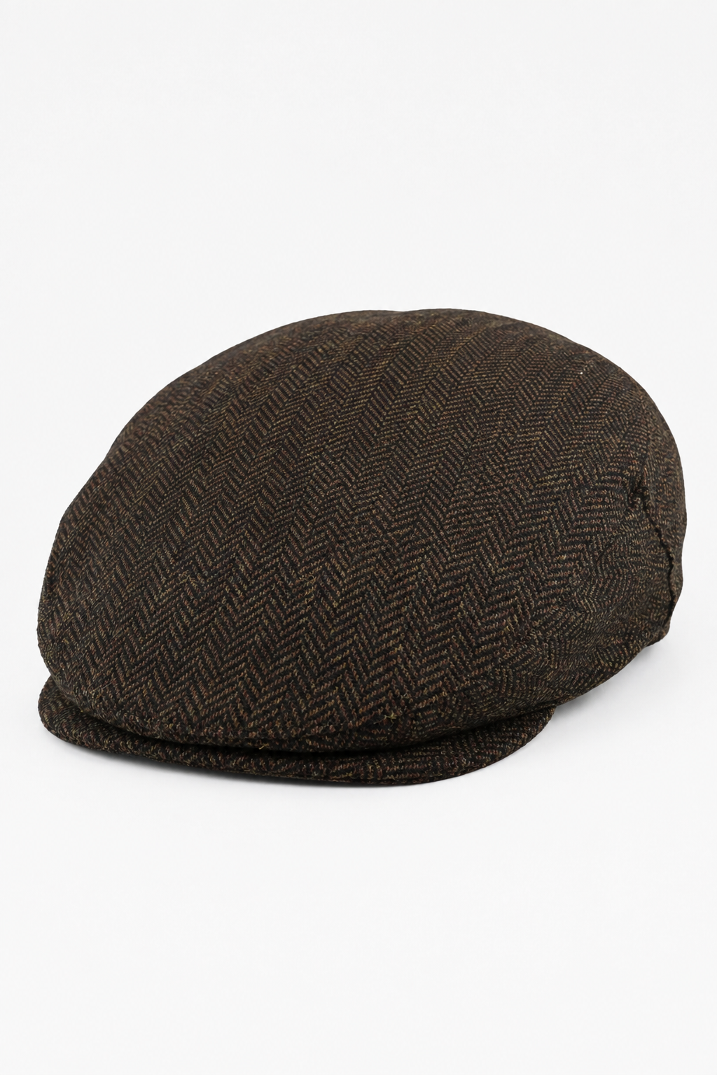 Męska czapka z daszkiem z wełny w jodełkę, brązowy tweed, klasyczna, unisex z lat 20. XX wieku Del Boy