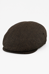 Męska czapka z daszkiem z wełny w jodełkę, brązowy tweed, klasyczna, unisex z lat 20. XX wieku Del Boy