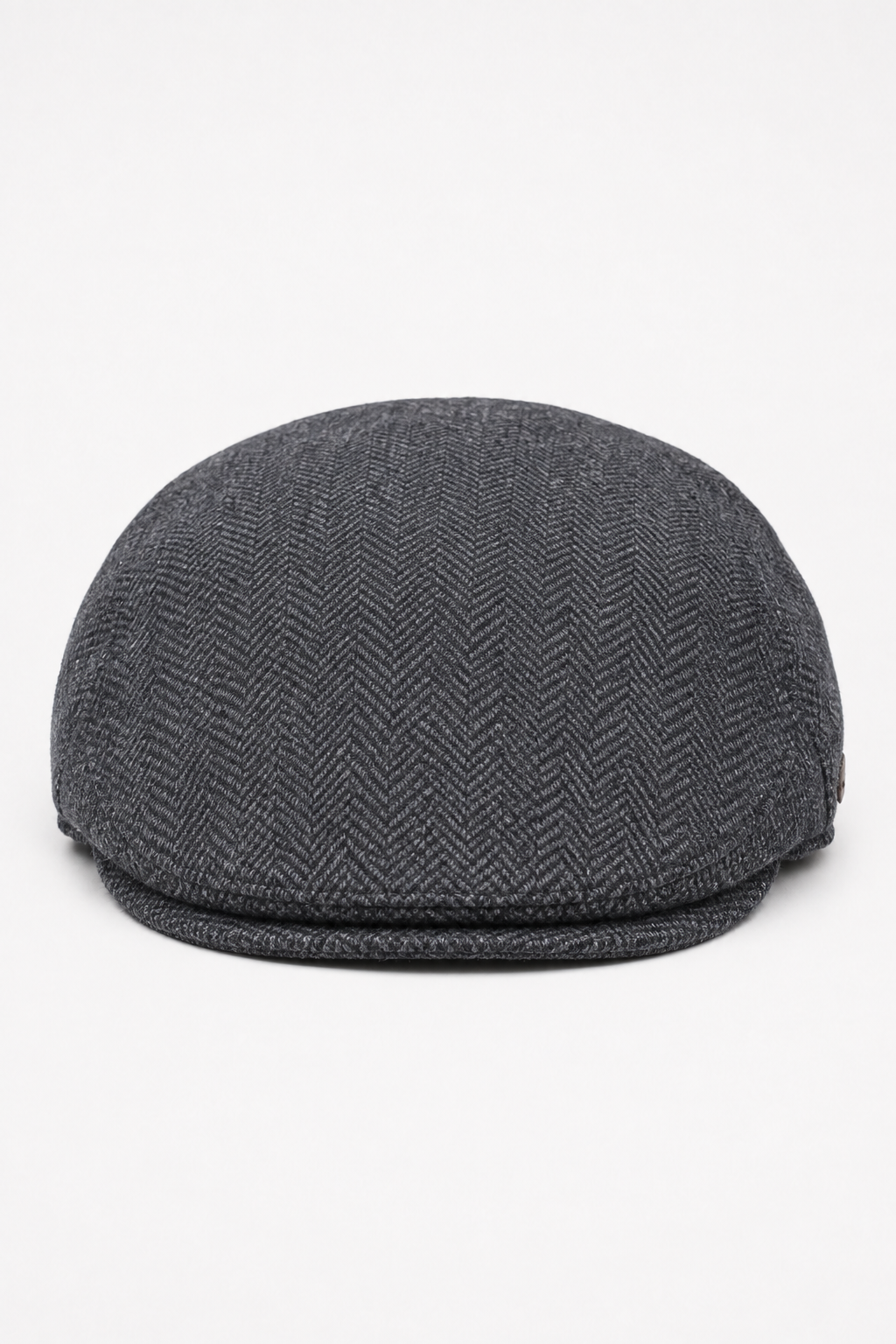 Męska czapka z daszkiem z wełny w jodełkę, tweed antracytowy, klasyczna, unisex z lat 20. Del Boy