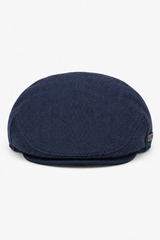 Męska czapka z daszkiem z wełny w jodełkę, granatowy tweed, klasyczna, unisex z lat 20. XX wieku Del Boy