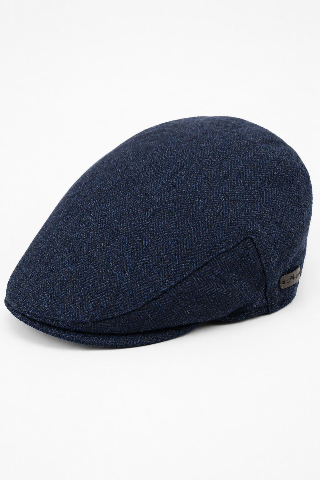 Męska czapka z daszkiem z wełny w jodełkę, granatowy tweed, klasyczna, unisex z lat 20. XX wieku Del Boy
