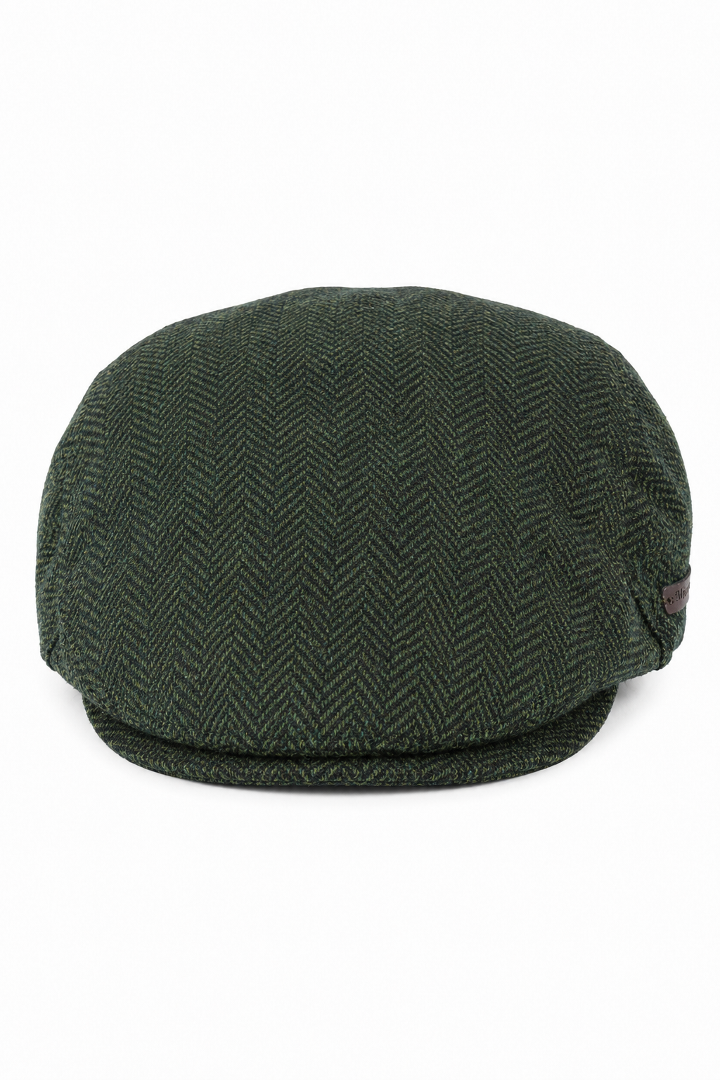Męska czapka z daszkiem z wełny w jodełkę, oliwkowy tweed, klasyczna, unisex z lat 20. XX wieku Del Boy