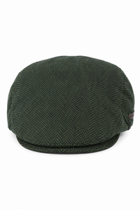 Męska czapka z daszkiem z wełny w jodełkę, oliwkowy tweed, klasyczna, unisex z lat 20. XX wieku Del Boy
