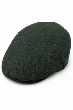 Męska czapka z daszkiem z wełny w jodełkę, oliwkowy tweed, klasyczna, unisex z lat 20. XX wieku Del Boy