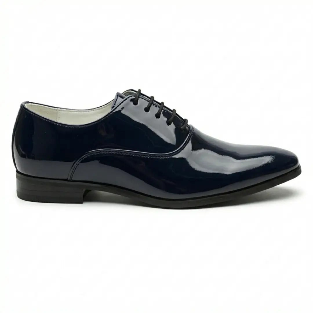 Męskie formalne buty typu oksford ze skóry lakierowanej PU