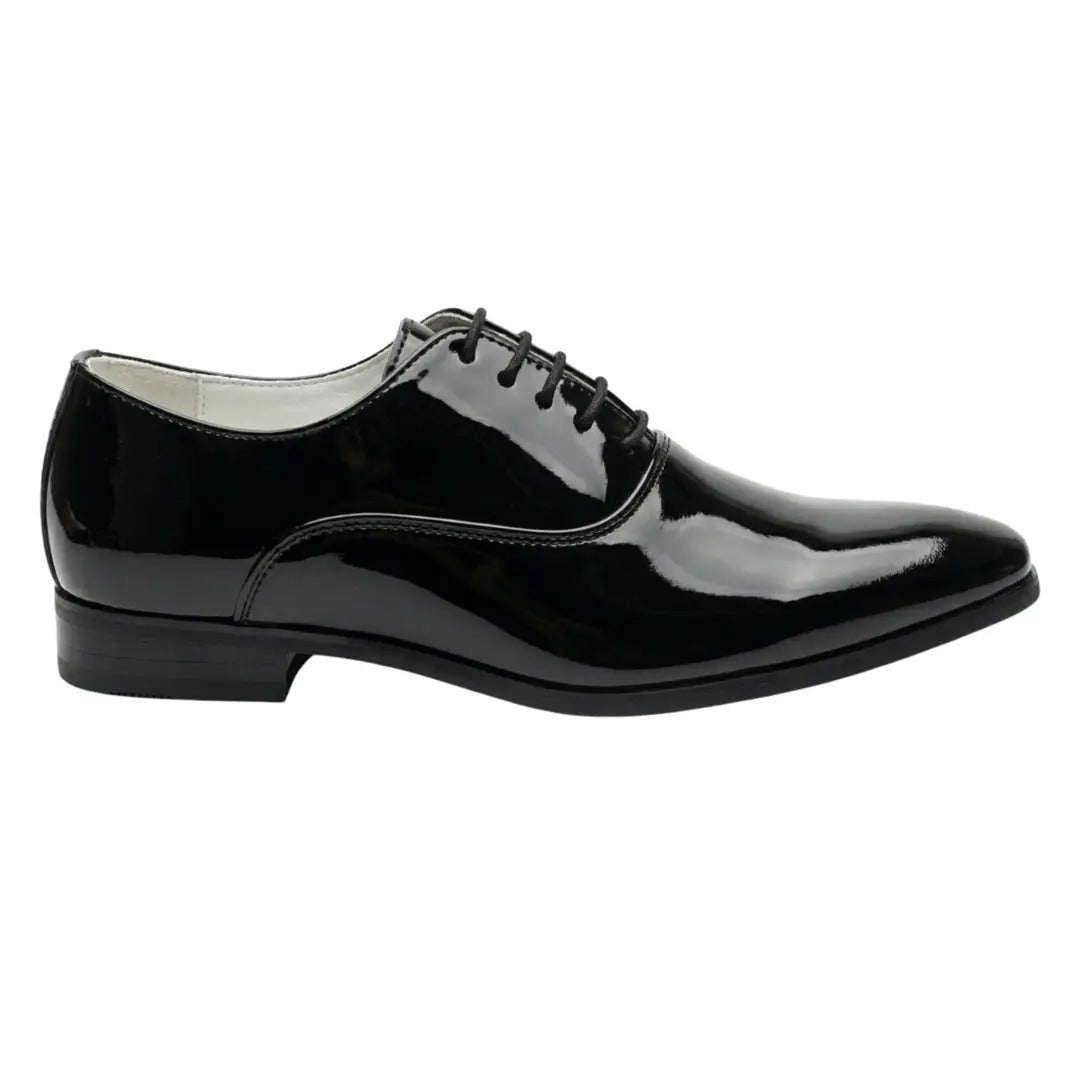 Męskie formalne buty typu oksford ze skóry lakierowanej PU