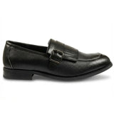 Męskie mokasyny typu slip-on z frędzlami i paskiem Monk