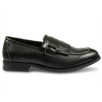 Męskie mokasyny typu slip-on z frędzlami i paskiem Monk