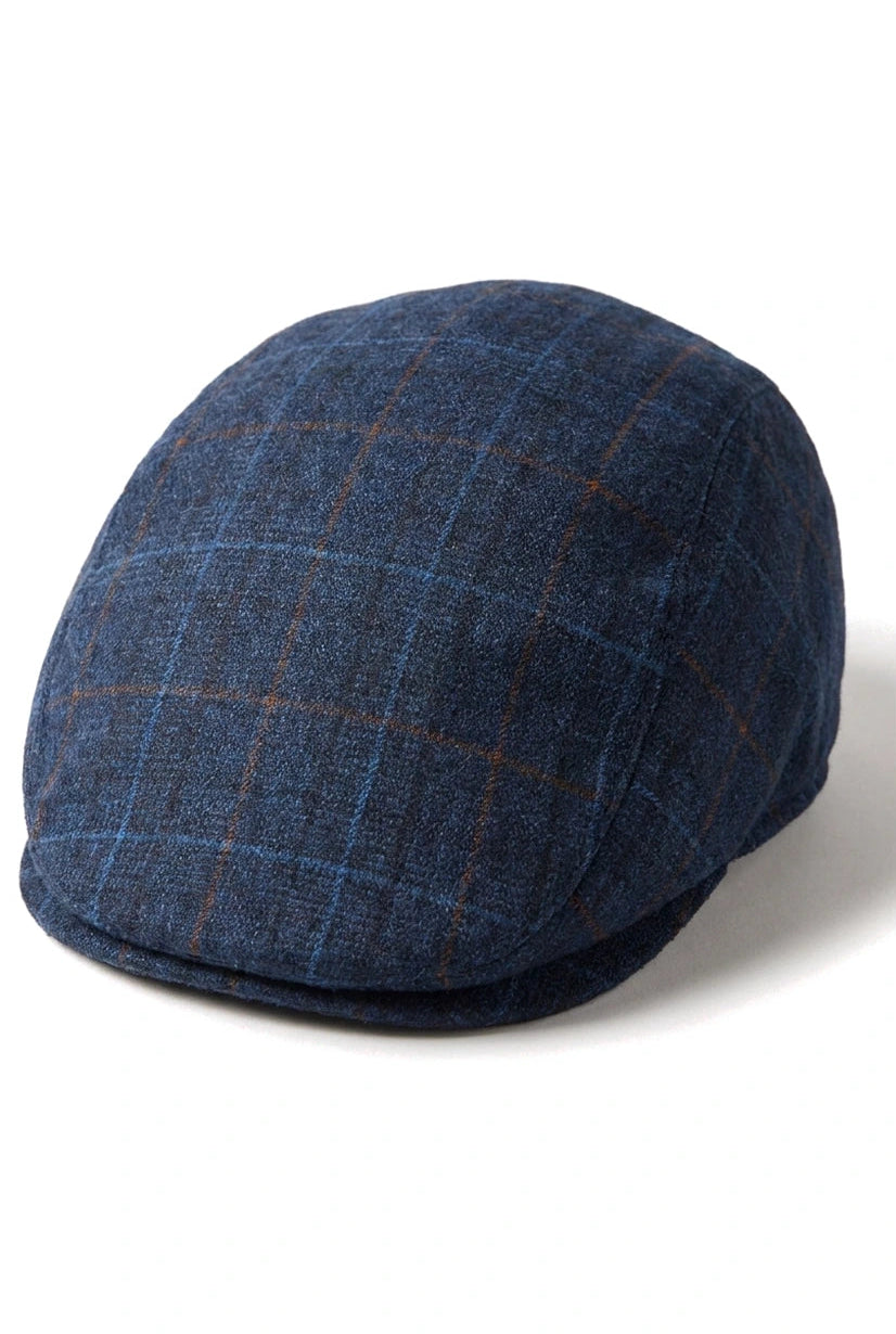 Męska czapka Grandad Baker Flat Navy z 8 panelami tweedowymi w stylu vintage, klasyczna, elegancka, swobodna, lata 20. XX wieku