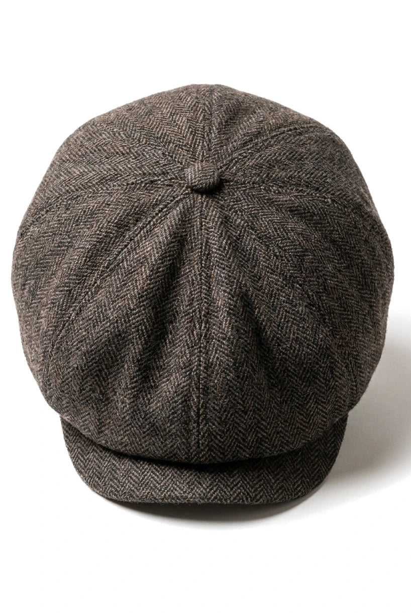 Męska czapka z daszkiem w jodełkę Newsboy Classic – brązowa