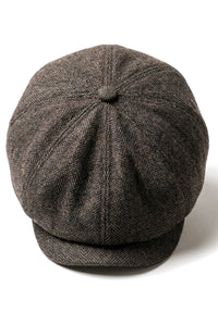 Męska czapka z daszkiem w jodełkę Newsboy Classic – brązowa