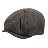 Męska czapka z daszkiem w jodełkę Newsboy Classic – brązowa