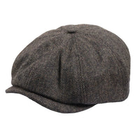 Męska czapka z daszkiem w jodełkę Newsboy Classic – brązowa