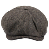 Męska czapka z daszkiem w jodełkę Newsboy Classic – brązowa