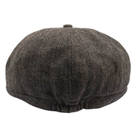Męska czapka z daszkiem w jodełkę Newsboy Classic – brązowa