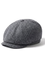 Męska czapka z daszkiem w jodełkę Newsboy Classic – szara