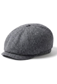 Męska czapka z daszkiem w jodełkę Newsboy Classic – szara
