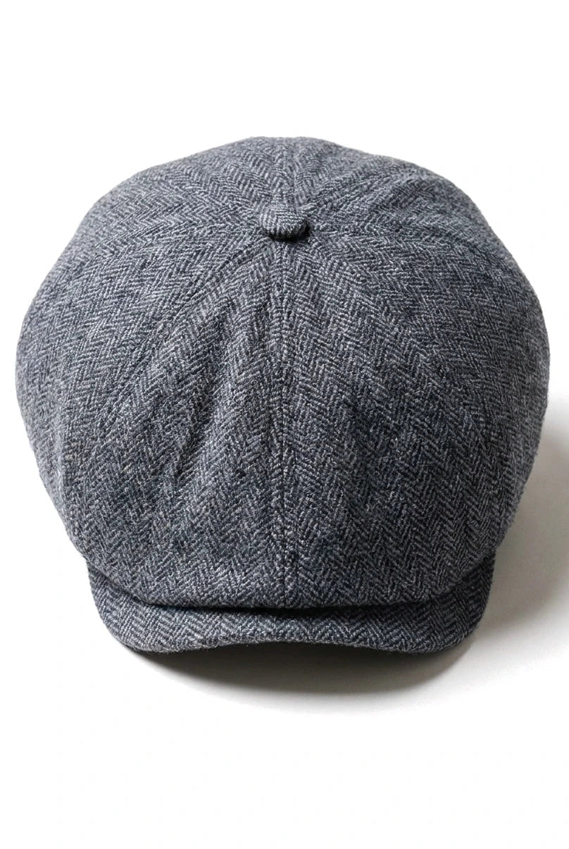 Męska czapka z daszkiem w jodełkę Newsboy Classic – szara