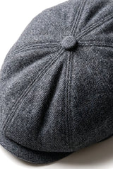 Męska czapka z daszkiem w jodełkę Newsboy Classic – szara