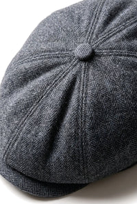 Męska czapka z daszkiem w jodełkę Newsboy Classic – szara