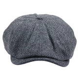 Męska czapka z daszkiem w jodełkę Newsboy Classic – szara
