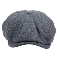 Męska czapka z daszkiem w jodełkę Newsboy Classic – szara