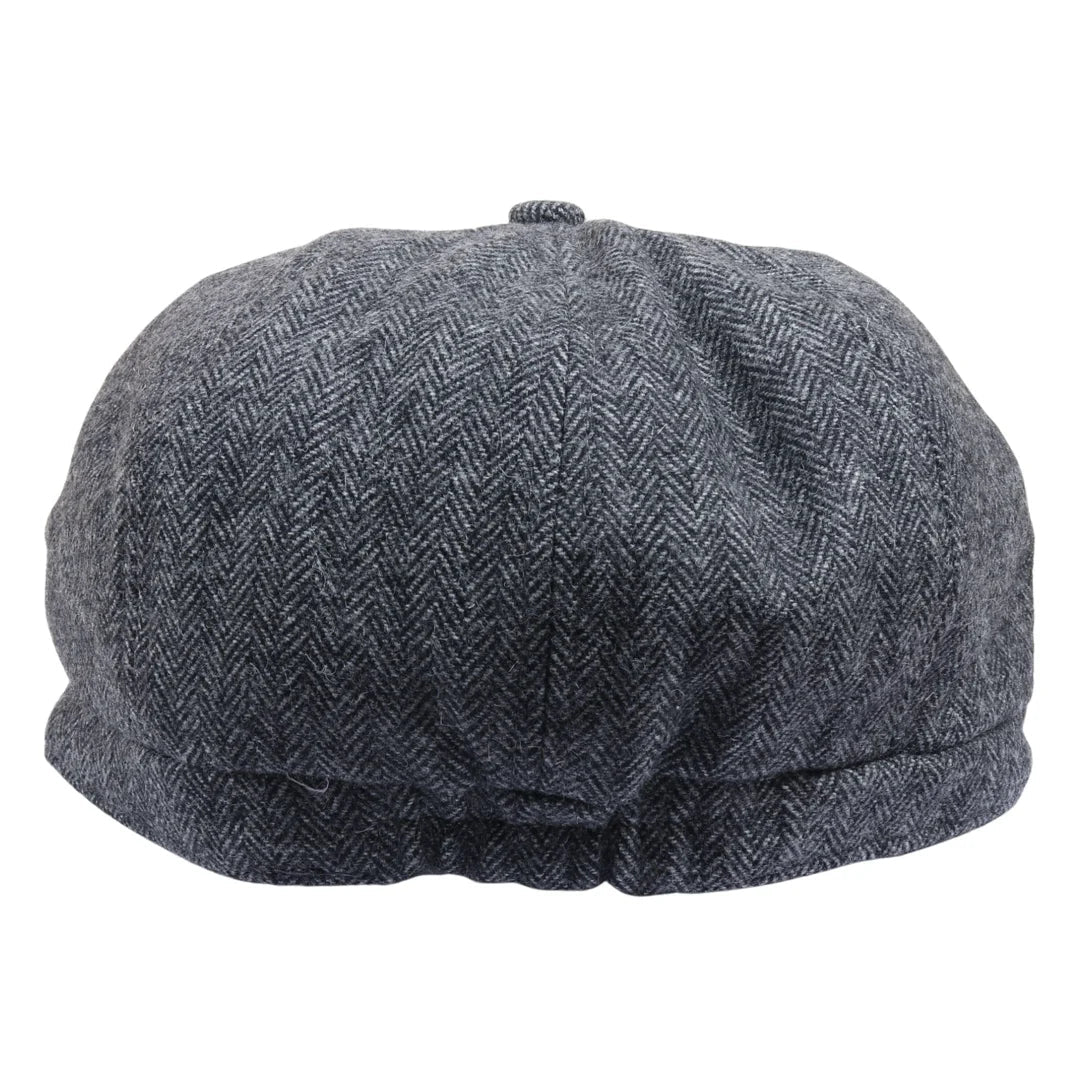 Męska czapka z daszkiem w jodełkę Newsboy Classic – szara