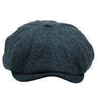 Męska czapka z daszkiem w jodełkę Newsboy Classic Flat Cap – oliwkowa