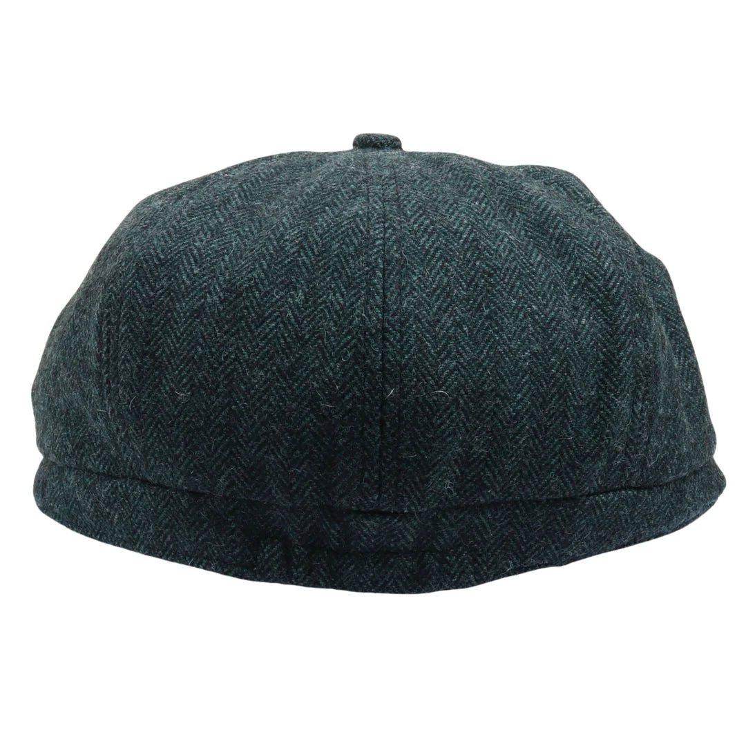 Męska czapka z daszkiem w jodełkę Newsboy Classic Flat Cap – oliwkowa