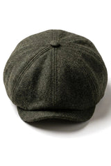 Męska czapka z daszkiem w jodełkę Newsboy Classic Flat Cap – oliwkowa