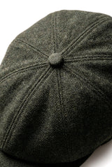 Męska czapka z daszkiem w jodełkę Newsboy Classic Flat Cap – oliwkowa