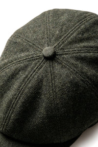 Męska czapka z daszkiem w jodełkę Newsboy Classic Flat Cap – oliwkowa